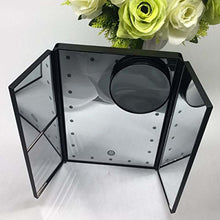 WM Specchio da trucco illuminato a tre pieghe, 3 x 2 x Magnificatio Touch Screen, rotazione regolabile a 180°, specchio da rasatura, batteria e specchio alimentato tramite USB, 11,5