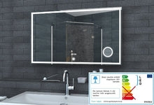 Lux-aqua Specchio da parete per il bagno, con luce a LED, orologio, 100 x 60 cm, LMC1060A