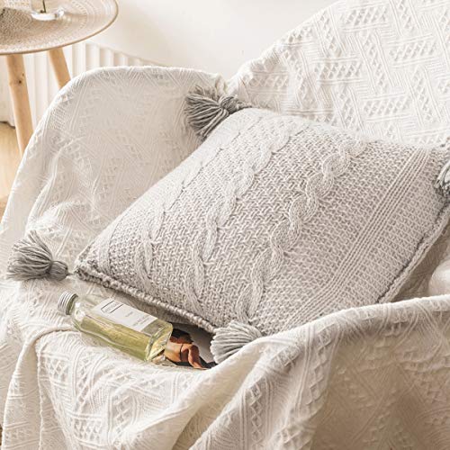 WYHQL Cuscino Decorativo Nordico, Cuscino Lavorato a Maglia in Lana Grezza con Nappa Decorazioni per la casa Mobili da Viaggio per Auto Mobili per Ufficio Fotografia Puntelli (Color : Light Gary)