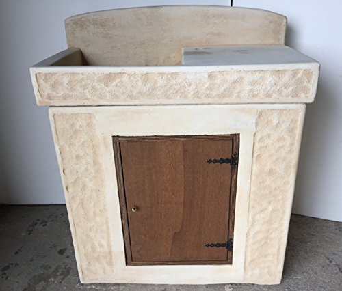 ARTISTICA GRANILLO LAVABO in Cemento, LAVELLO, MOBILETTO in Legno, Misure: 84X44 H101 CM.