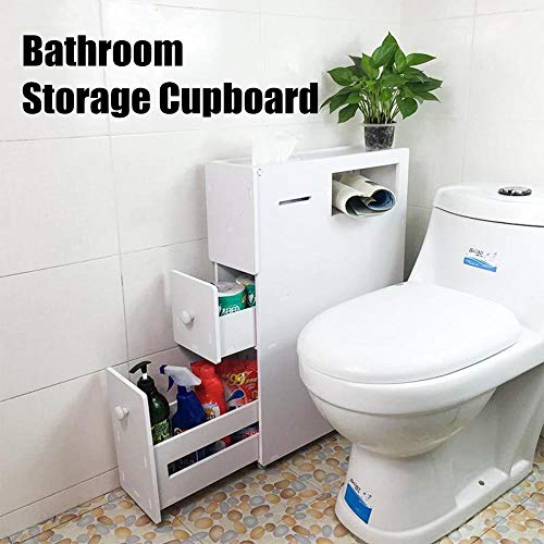 LGYLucky - Armadietto da bagno in PVC con ruote frenate per la casa, impermeabile, per WC, colore: Bianco