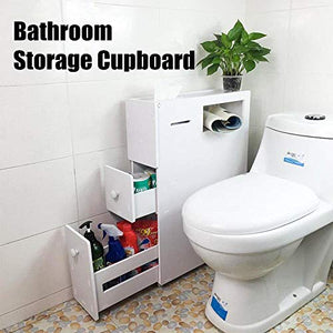 LGYLucky - Armadietto da bagno in PVC con ruote frenate per la casa, impermeabile, per WC, colore: Bianco