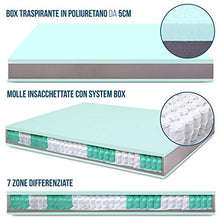 Materasso a molle insacchettate indipendenti, 7 zone differenziate, sfoderabile, con ioni d'argento - mod. Rita - 80 x 190 cm (singolo)