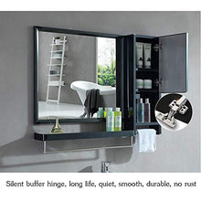 AJH Specchio da Bagno Rettangolare Moderno e Minimalista in Acciaio Inossidabile con pratici armadi Laterali e portasciugamani monostrato Portaoggetti da Parete per Bagno Uno