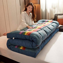 QXTT Materasso Futon, Materassi Letto Futon, Pieghevole Antiscivolo Tatami Materasso Pad Tappetino Tappeto Letto A Pelo Letto Pigro Stuoie per Camera da Letto E Ufficio,Blue-90×200cm