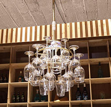 Portabicchieri da Vino in Stile Europeo con Luce al Neon a soffitto Portabicchieri da Vino appesi a soffitto Supporto per calici da Appendere a Testa in Giù per espositori da Cucina e soggio