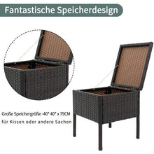 Amity Set di mobili da giardino per 2 persone, in polyrattan, con cuscino, set di mobili da giardino con 2 divani singoli e 1 tavolo con vano portaoggetti, set di mobili per il tè del pomeriggio