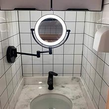 ZJBB Specchio Trucco da Parete Estensibile, 360°Girevole Specchio Ingranditore 10x, Specchio da Bagno con Luce a LED USB Ricaricabile, Specchio da Barba per Salone di Bellezza e Hotel