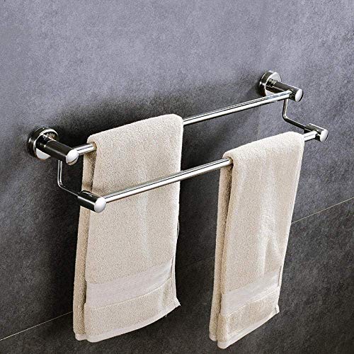 WLVG Portasciugamani Portasciugamani da Bagno Portasciugamani Singolo per SUS304 Acciaio Inossidabile lucidato a Specchio a Doppio palo Multifunzionale per Uso Domestico a Parete, Lunghezza 50 cm
