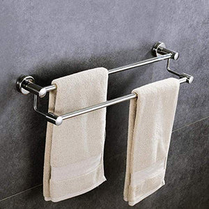 WLVG Portasciugamani Portasciugamani da Bagno Portasciugamani Singolo per SUS304 Acciaio Inossidabile lucidato a Specchio a Doppio palo Multifunzionale per Uso Domestico a Parete, Lunghezza 50 cm