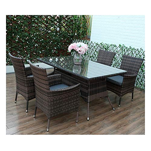 Tavolo in vimini in rattan mobili in patio e set sedia, Set di mobili da giardino in rattan, (4 pz) patio mobili da giardino tavolo e sedie set da giardino per famiglie mobili da giardino tavolino da
