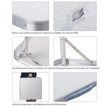 DXP Aluminum Tavolo Da Campeggio Regolabile in Altezza Pieghevole Portatile Formato Valigia 120x60x (55-70) Centimeter
