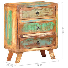Tidyard Credenza Cassettiera Vintage Rustica in Legno Massello di Recupero con 3 Cassetti 60x35x75 cm,Credenza con Cassetti,Credenza Vintage,Cassettiera Vintage Rustica,Mobiletto da Salotto Vintage