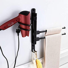 AGGF Mensola per Bagno Porta asciugacapelli retrò Nero Portaoggetti Multifunzione da Parete per Bagno