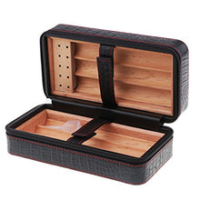 chiwanji Portasigari In Pelle Portatile Rivestito In Legno Di Cedro Per Scatole Di Humidor Da 6 Sigari - 2, 10x21x7cm