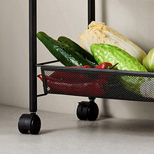 YIN YIN Carrello per Ripiani Carrello portaoggetti da Cucina in Ferro battuto Mobile conveniente Solido Stabile Cucina Sala da Pranzo Soggiorno cremagliera Nero 45X26X63cm Carrello a rulli