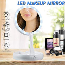 Asffdhley Specchio Trucco 10X Ingrandimento Illuminato Doppio Lato Specchio Trucco LED Bagno Viaggio Pieghevole Per