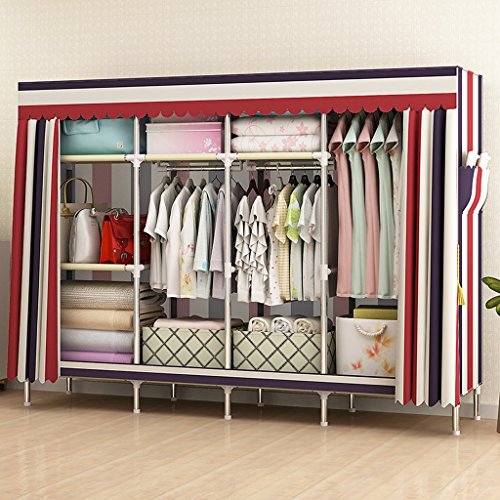 Mmm& Armadio Guardaroba Moderno con Struttura in Acciaio Economica, Doppio Armadio Grande, Dimensioni 205 * 45 * 170cm (Colore : #2)