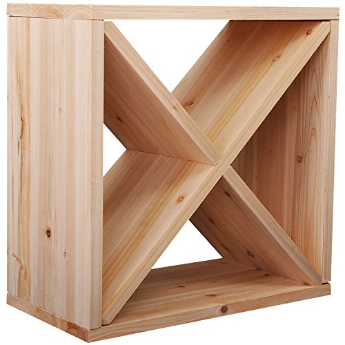 homcom Mobiletto Portabottiglie per Vini e Liquori 24 Bottiglie, 4 Sezioni Legno Naturale, 50 x 26 x 50cm