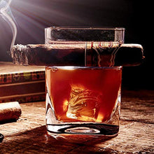 Bicchiere di Whisky di Sigaro, Fatto a Mano dal Vetro di Cristallo Senza Piombo, Vetro Vecchio Stile con Riposo con Sigaro frastagliato, Natale, Regali di Compleanno
