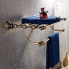 LFK Mensole Bagno Portasciugamani in Ottone Dorato con Set di Accessori per Il Bagno in Bagno