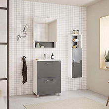 Randalsa Happy mobili 60 cm | Grigio | 61 x 91 x 46 cm | Mobile con 2 cassetti + lavabo in Ceramica