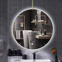 Specchio 70 cm Specchio da Bagno Illuminato a LED, retroilluminazione con Specchio Rotondo Leggero, Pulsante a sfioramento Specchio per Il Trucco