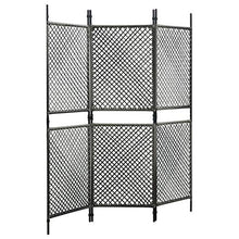 E E-NICES Paravento a 3 Pannelli in Polyrattan Antracite 180x200 cm