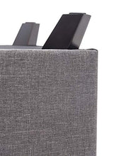Sgabello Contenitore in Tessuto Pouf Poggiapiedi da Divano Sedia Quadrato Imbottita con Coperchio Rimovibile Gambe in Legno per Soggiorno Camera da Letto Corridoio Grigio Chiaro