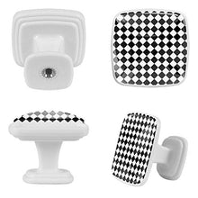 Set di 4 maniglie rotonde per armadio da cucina, credenza, cassettiera, cassettiera, con viti, per cucina, comò, armadietto, bagno, armadio, nero e bianco quadrato a scacchiera
