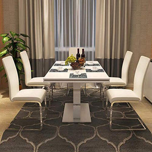 Yaheetech 6 Sedie Cucina Sala da Pranzo Bianche Moderne in Ecopelle e Acciaio Cromato per Ufficio Carico Massimo per Sedia 135 kg