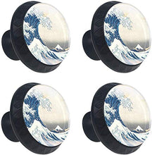 The Great Wave of Kanagawa Pomelli per Porta Set di 4 Pomelli per Mobili Manopole per Cassetti Cucina Armadio Vetro