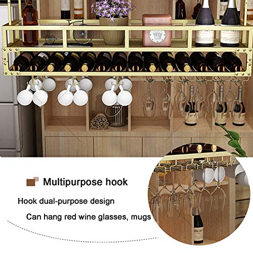 Portabottiglie Da Parete Con Ripiano E Portacalici - Design Moderno, Ferro Verniciato, 100x15x80cm Nero - Foto 9