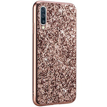 Saceebe Compatibile con Galaxy A50 Custodia Silicone TPU Paillettes Glitter Strass Silicone TPU Case PC Coperture [placcatura bordo] Bumper Case Ultra Sottile Antigraffio,oro rosa&