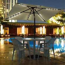 Tavolo da picnic all'aperto Ombrello da patio da ombrelloni, 2x3m LED ombrellone illuminato da sole con regolazione inclinazione e tessuto resistente alla dissolvenza rettangolo tavolo da esterno U (s