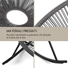blumfeldt Roqueta Chair - Sedia a Dondolo, Design retrò, Copertura Realizzata A Rete da 4 mm, Materiale: Acciaio Verniciato a Polvere, Resistente agli Agenti Atmosferici, Grigio