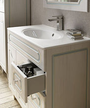 Mobile bagno a terra moderno Caravaggio effetto decapè, misura cm 90, con specchio e applique, lavabo e colonna