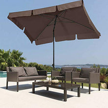 BAKAJI Ombrellone da Giardino Palo Centrale 200 x 125 cm Palo 32mm 4 Stecche Struttura Acciaio Inclinazione Regolabile Arredamento Esterno Gazebo Piscina Giardino Terrazzo Ambienti Esterni Tortora