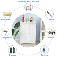 GOPLUS Mobiletto per Bagno con Due Ante Armadietto in Legno Bianco 87x60x35 cm