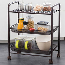 LYM &ripiano di stoccaggio Mensole da Cucina, 3 Strati Multifunzione Ruote da Terra Mobile Scaffale Ripiani Finitura Bagagli -Black Scaffale di Finitura