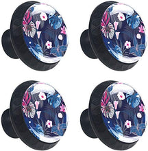 Fiori e foglie tropicali Pomelli per Porta Set di 4 Pomelli per Mobili Manopole per Cassetti Cucina Armadio Vetro
