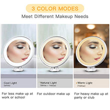 Bestope Trucco con ingrandimento 10x, con Illuminazione a 3 Colori, Specchio da Barba Illuminato da Bagno, Ventosa Girevole a 360, Bianco, 48