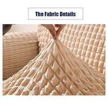 Copridivano Elasticizzato, Fodera per Divano Elasticizzato con Gonna Aderente, Copridivano 1/2/3/4 Posti, Tessuto Lavabile Seersucker Resistente Elastico. (Beige,4 Posti/Divano)