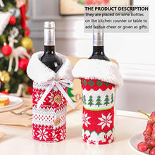 NUOBESTY Copertura della Bottiglia di Vino di Natale con La Renna Albero di Natale Fiocco Rosso Peluche Bianco Polsino della Pelliccia del Faux Tessuti Non Tessuti Copertine per