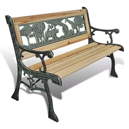 Tuduo - Panchina da giardino per bambini con motivo animali, 80 x 24 cm