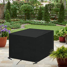 SanGlory Copertura per Mobili da Giardino Quadrato Panno Oxford Impermeabile, Copertura Tavolo Esterno Anti-UV Telo Copri Tavolo Quadrato Sedie 4 Posti Resistente allo Strappo (135x135x75CM)