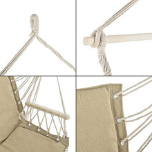 Poltrona Sospesa 120 x 100 x 65 cm Altalena Relax Poltrona Appendibile con Carico Max. 150 kg Sedia Sospesa per Interno/Esterno - Color Beige