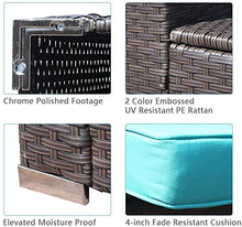 7 Patio Conversazione Sedia Tavolo Da Poltrona - Pezzi Attrezzatura Interamente Meteo Brown Checkered Wicker Cattan Seating Cuscino Prizio Ottomano Moderno Tavolino Caffè All'aperto 300Lbs (Verde)