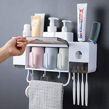 &ripiano di stoccaggio Set portaspazzolino Distributore automatico di dentifricio a parete Scanalature multifunzione Organizer for bagno con tazze Scaffale di finitura (Size : 41cm*33.7cm*14cm)