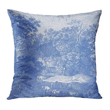 Kris.D copriletto copriletto Toile Blu Toil De Jouy Paese Francese Incisione squallida Federa Decorativa Federa complementi arredo casa Quadrato 18 x 18 Pollici Federa